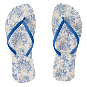 Blue Winter  Flower Pattern Teenslippers