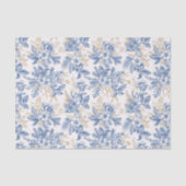 Blue Winter Flower Pattern Tissuepapier (Voorkant)