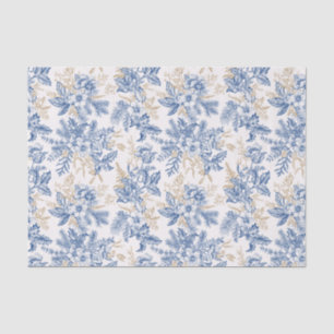Blue Winter  Flower Pattern Tissuepapier