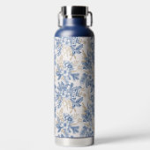 Blue Winter Flower Pattern Waterfles (Voorkant)