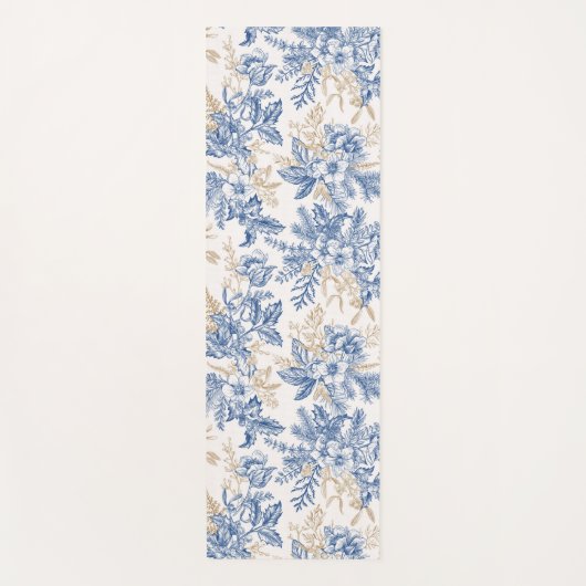 Blue Winter  Flower Pattern Yogamat (Voorkant)