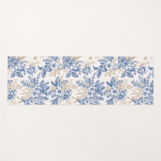 Blue Winter Flower Pattern Yogamat (Voorkant (horizontaal))
