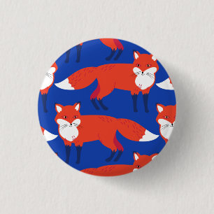 Blue Winter Forest Fox Ronde Button 3,2 Cm