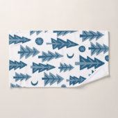 Blue Winter Forest Lune Stars Arbres (Serviette à main)