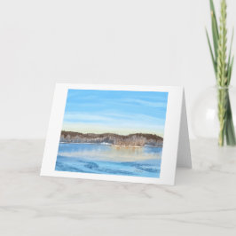 Blue Winter Frozen Lake Natuur Scene Blank Kaart