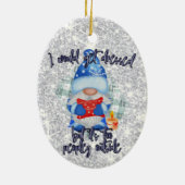 Blue Winter Funny gnome to Peopley Keramisch Ornament (Achterkant)