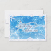 Blue Winter Holiday Celebration RSVP Kaart (Voorkant)