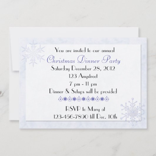 Blue Winter Holiday Celebration Uitnodiging (Achterkant)