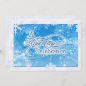 Blue Winter Holiday Celebration Uitnodiging (Voorkant / Achterkant)