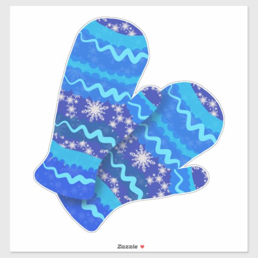 Blue Winter Mittens | Vakantiedagen groot Sticker (Vel)