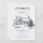 Blue Winter Nursery Baby shower Invitation Kaart (Voorkant)