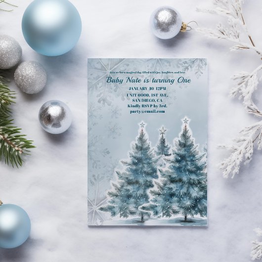 Blue Winter Onederland 1er anniversaire Invitation