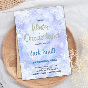 Blue Winter ONEderland Invitations Parties scintil