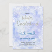 Blue Winter ONEderland Invitations Parties scintil (Devant)