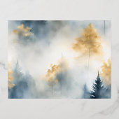 Blue Winter Pine Tree Forest Wedding RSVP Kaart (Achterkant)