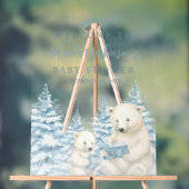 Blue Winter Polar Bear Watercolor Welcome (Neutre)