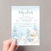 Blue Winter Polar Beer Waterverf Baby shower Acryl Uitnodigingen (Insitu (Draagbaar))