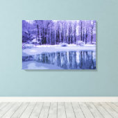Blue Winter Pond Canvas Afdruk (Insitu (Houten vloer))