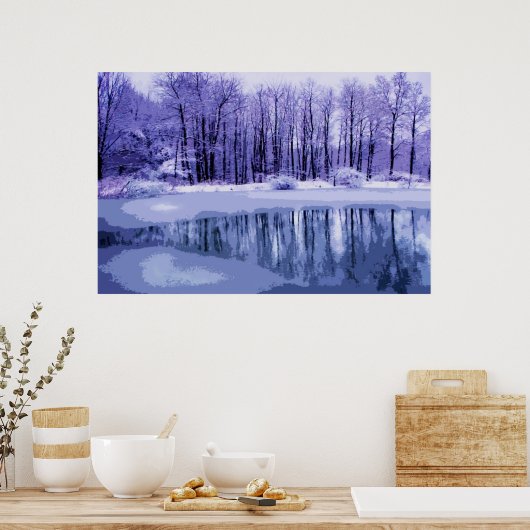 Blue Winter Pond Poster (Keuken)