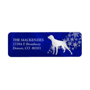 Blue Winter Shorthaired Pointer Return Address Etiket