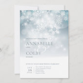 Blue Winter Snow Modern Faire-part de mariage (Devant)