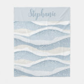 Blue Winter Snowfall Wave Personalized Pattern Fleece Deken (Voorkant)