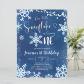 Blue Winter Snowflake Invitation pour le premier a (Debout devant)