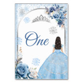Blue Winter Snowflake Mis Quince Numéro de table (Dos)