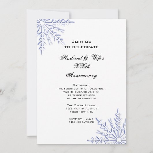 Blue Winter Snowflakes Anniversaire Invitation de  (Devant)