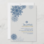 Blue Winter Snowflakes Hanukkah Celebration Party Kaart (Voorkant)