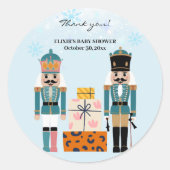 Blue Winter Snowflakes Notenkraker Baby shower Ronde Sticker (Voorkant)