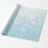 Blue winter snowflakes wrapping paper roll cadeaupapier (Uitgerold)