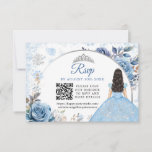 Blue Winter Snowflop Mis Quince QR Code RSVP<br><div class="desc">Silver & Blue Winter Snowflake Mis Quince QR Code RSVP</div>