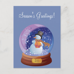 Blue Winter Snowglobe Custom Holiday Carte postale