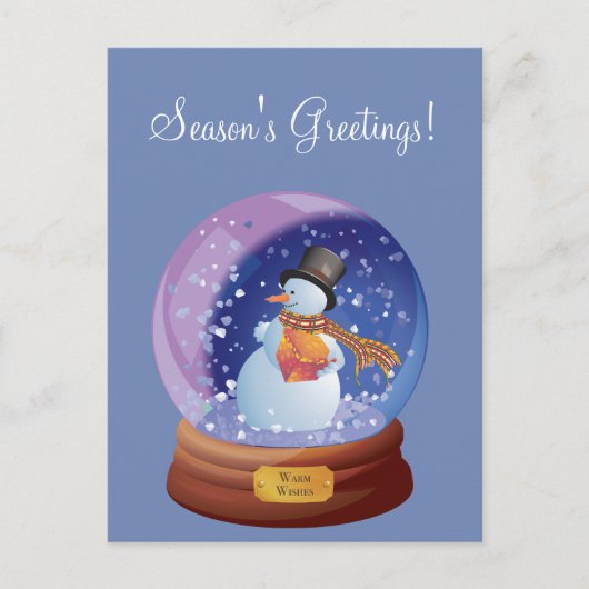 Blue Winter Snowglobe Custom Holiday Carte postale (Devant)