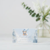 Blue Winter Teddy Bear Baby Shower Diaper Raffle Informatiekaartje (Staand voorkant)