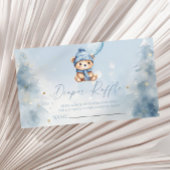 Blue Winter Teddy Bear Baby Shower Diaper Raffle Informatiekaartje