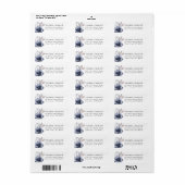 Blue Winter Waterverf Floral Return Address Etiket (Full Sheet)