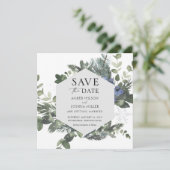 Blue Winter Wedding Save the Date Kaart (Staand voorkant)