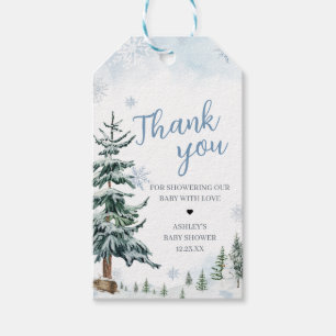 Blue Winter Wonderland Baby shower Favor Tags Cadeaulabel