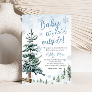 Blue Winter Wonderland Baby shower Kaart