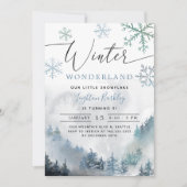 Blue Winter Wonderland Boy Birthday Kaart (Voorkant)