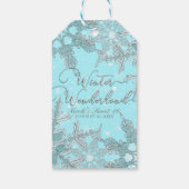 Blue Winter Wonderland Elegant Snowflakes Wedding Cadeaulabel (Achterkant)