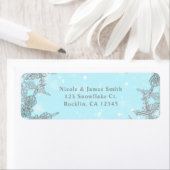 Blue Winter Wonderland Elegant Snowflakes Wedding Etiket (Insitu)
