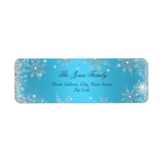 Blue Winter Wonderland Kerst Adresetiketten Etiket (Voorkant)