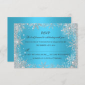 Blue Winter Wonderland Kerstvakantie RSVP (Voorkant / Achterkant)