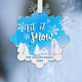 Blue Winter Wonderland Laat het Sneeuwvakantie Ornament Kaart