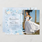 Blue Winter Wonderland Quinceanera Invitation (Devant / Derrière)