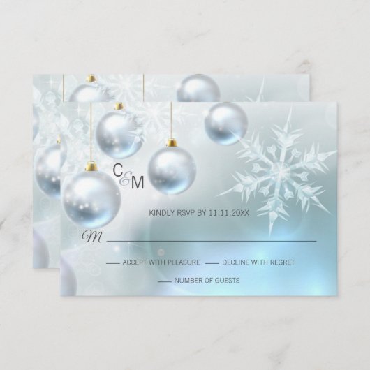 Blue Winter Wonderland Scène de neige Mariage RSVP (Devant / Derrière)