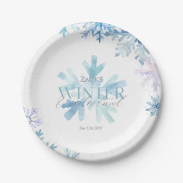 Blue Winter Wonderland Snowflake First Birthday  Papieren Bordje
